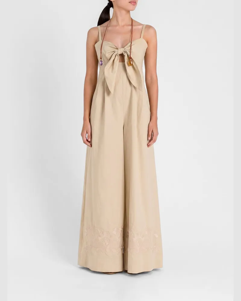 Twin-Set Baumwoll-Overall mit Stickerei und Schleife Safari
