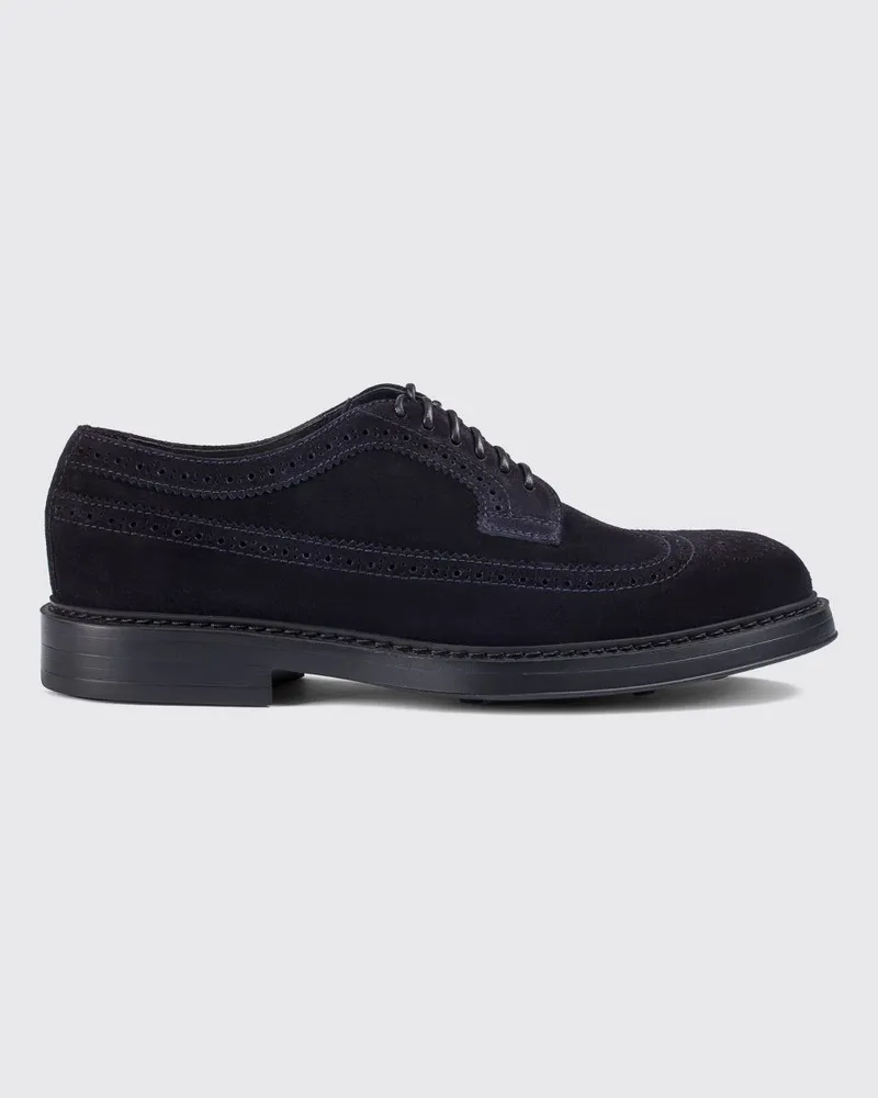 Doucal´s Wildleder-Derby-Schuhe mit Schwalbenschwanz-Brogue-Muster Blau