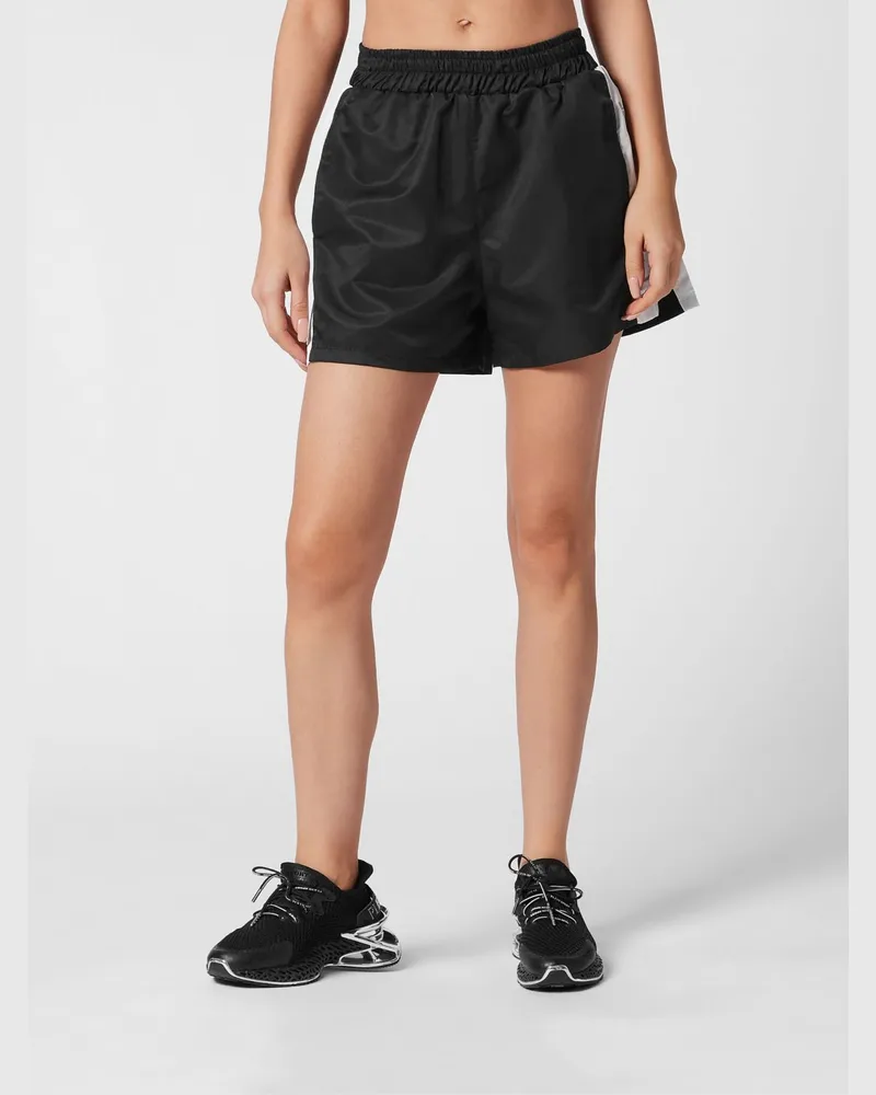 Philipp Plein Sportshorts aus technischem Gewebe mit elastischem Bund Schwarz