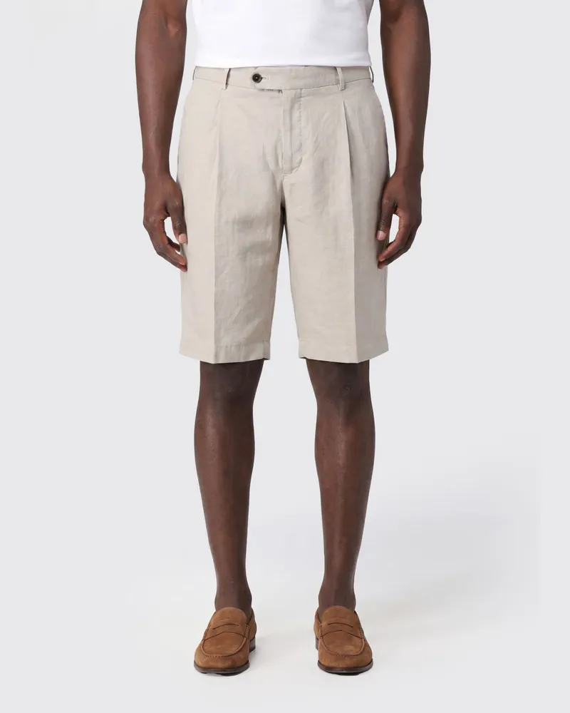 PT TORINO Knielange Chino-Shorts aus Leinen-Baumwoll-Mischung Beige