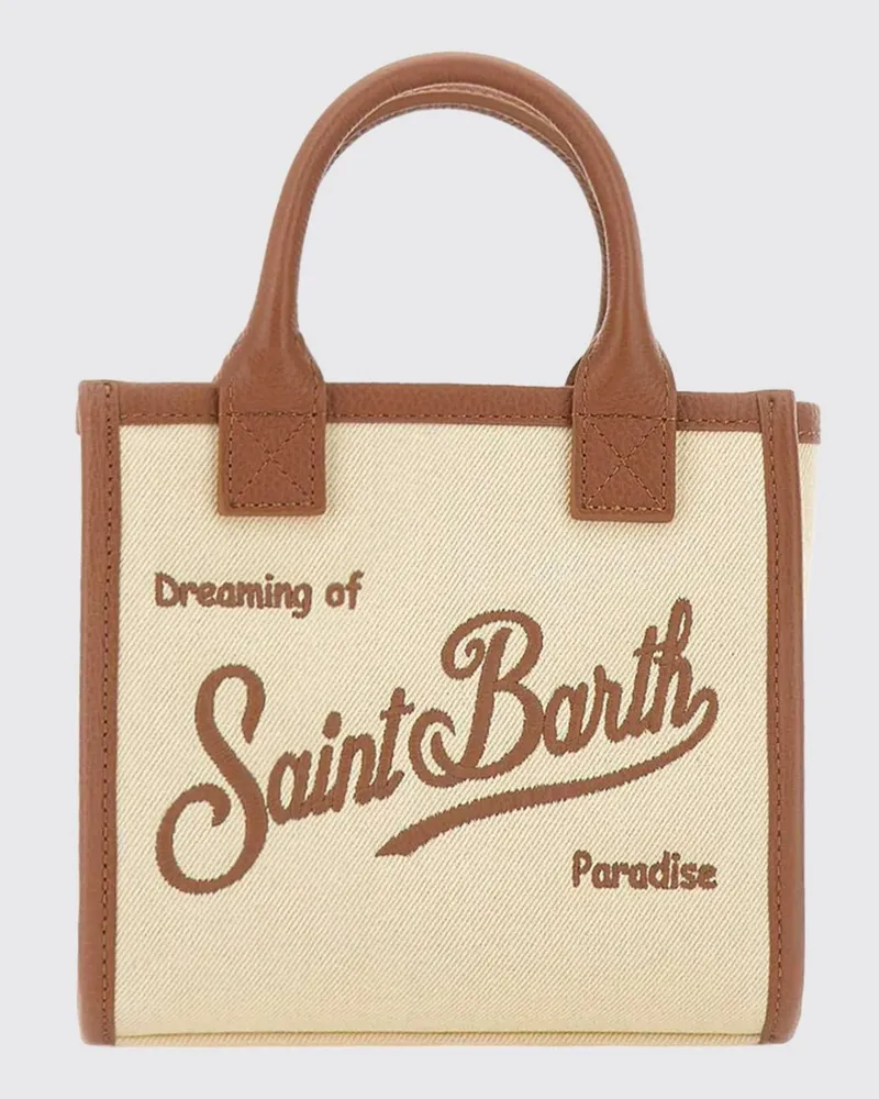 MC2 Saint Barth Vanity-Tasche aus Baumwolltwill mit gesticktem Logo Braun
