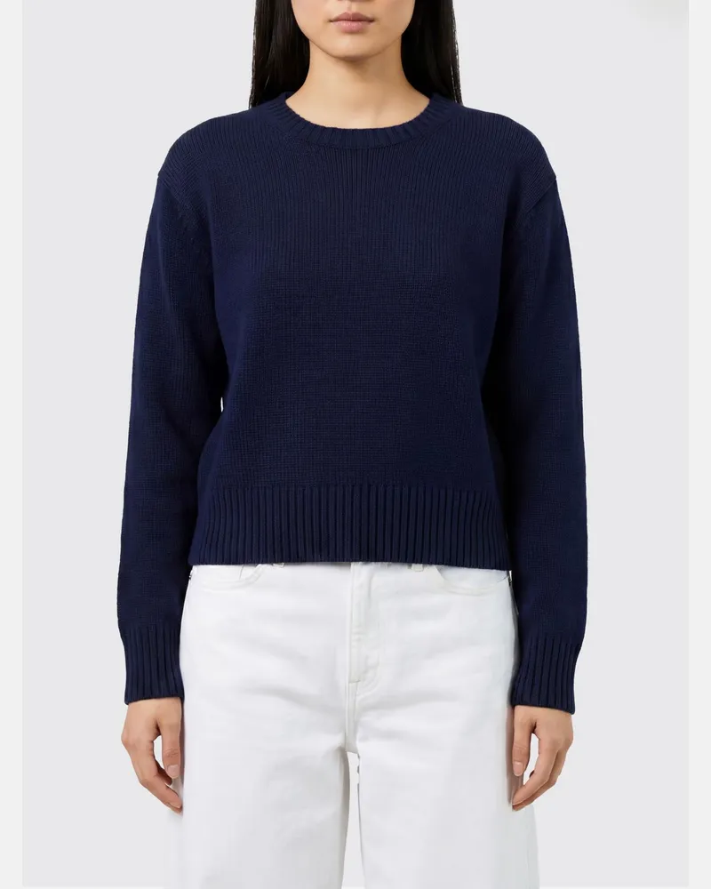 Ralph Lauren Baumwollpullover mit Rundhalsausschnitt und gesticktem Pony-Logo Blau