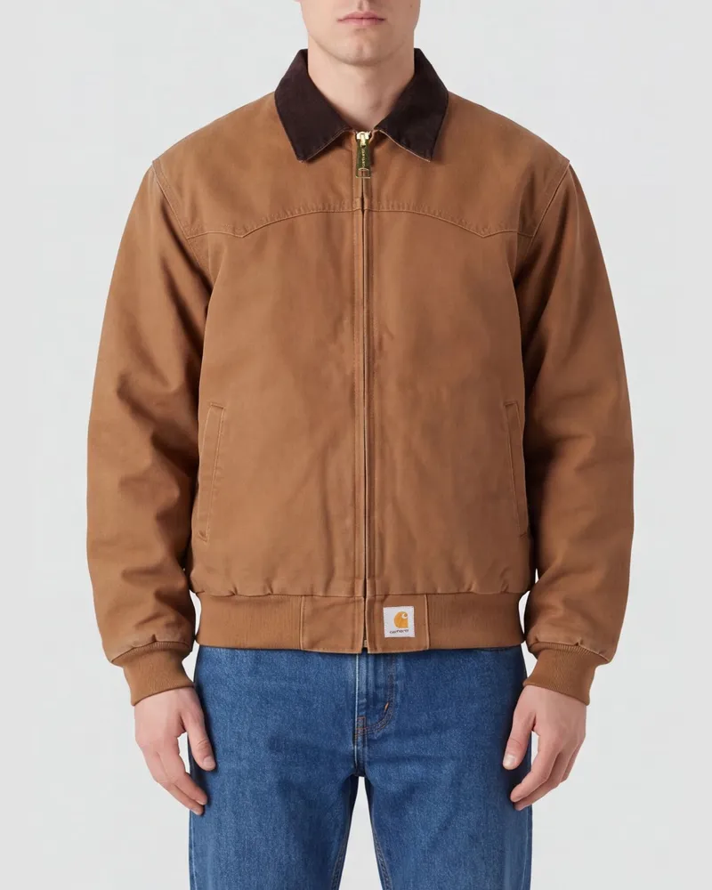 Carhartt WIP OG Santa Fe Jacke aus Bio-Baumwoll-Canvas mit Cordkragen Braun
