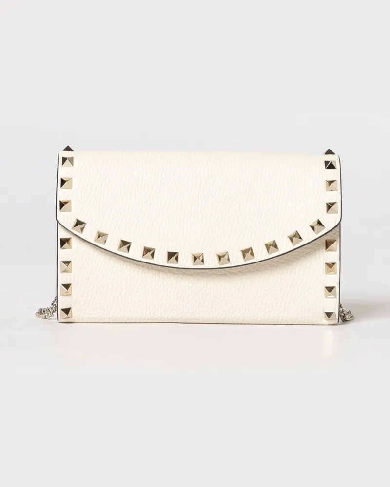 Valentino Garavani Rockstud Tasche aus genarbtem Leder von Weiß