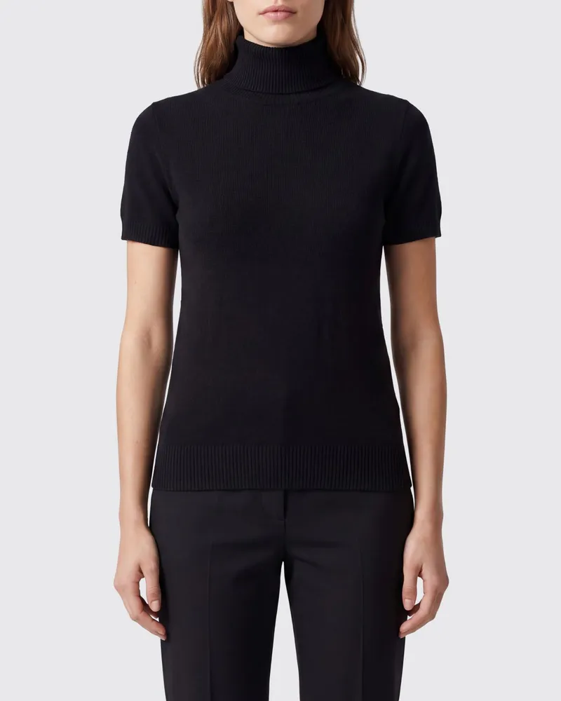 ALLUDE Slim-Fit-Rollkragenpullover aus Kaschmir mit kurzen Ärmeln Schwarz