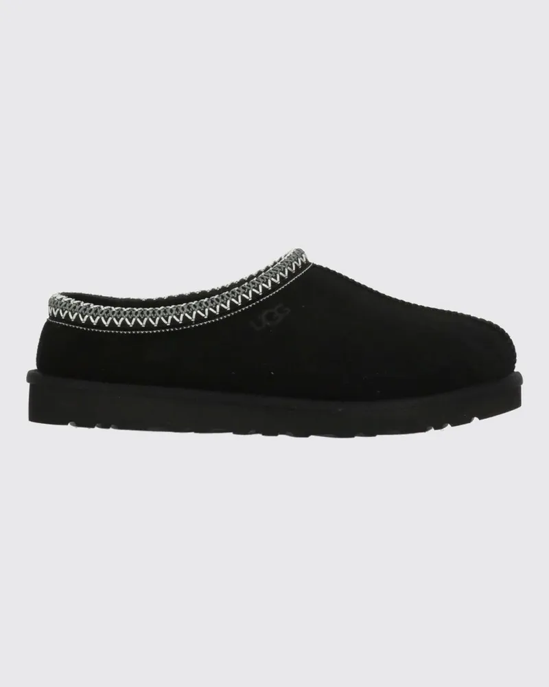 UGG Tasman II Wildlederpantoffeln mit Wollfutter und Kontrastnähten Schwarz