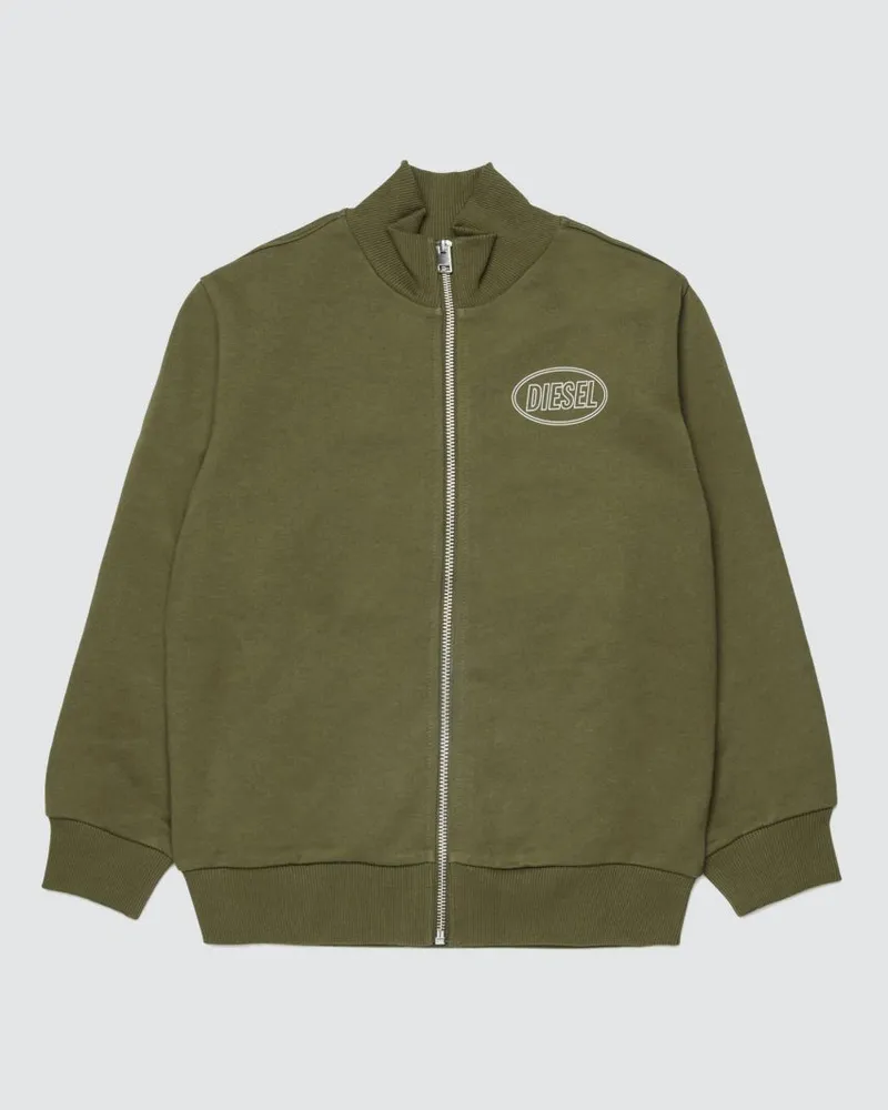 Diesel Baumwoll-Sweatshirt mit Reißverschluss Grün