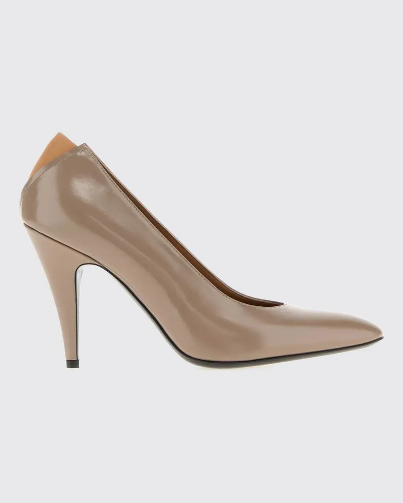 Jil Sander Alma Slingback-Pumps aus Leder mit Konusabsatz Taubengrau