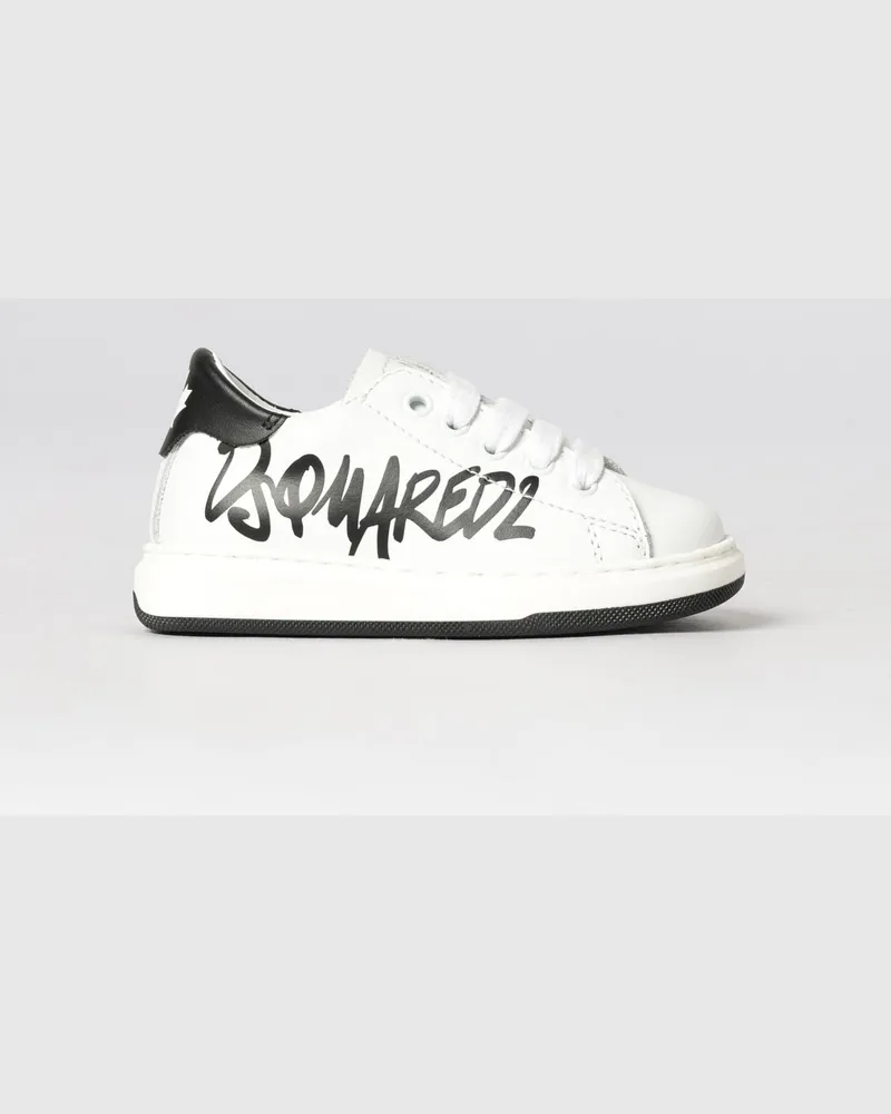 Dsquared2 Schnürsneakers für Jungen aus Kalbsleder mit Logo-Print Weiß