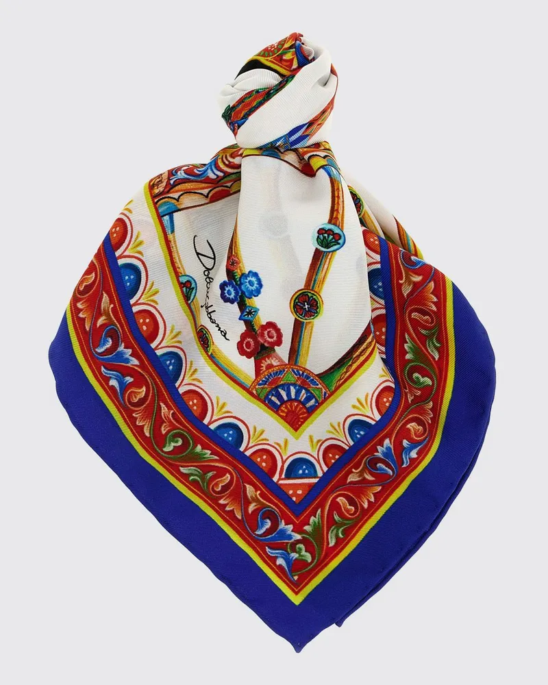 Dolce & Gabbana DOLCE  GABBANA Dolce & Gabbana Seidenschal mit Carretto-Siciliano-Print Bunt