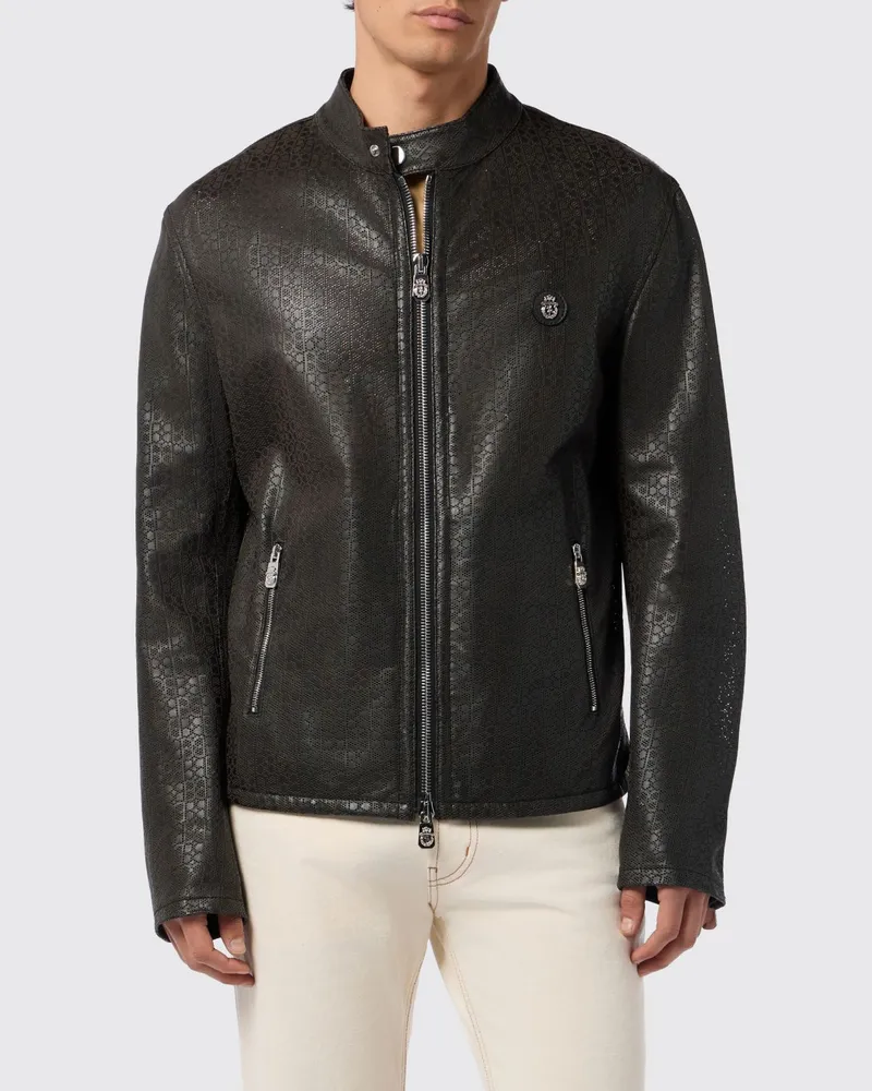Billionaire Bikerjacke aus Kalbsleder Schwarz