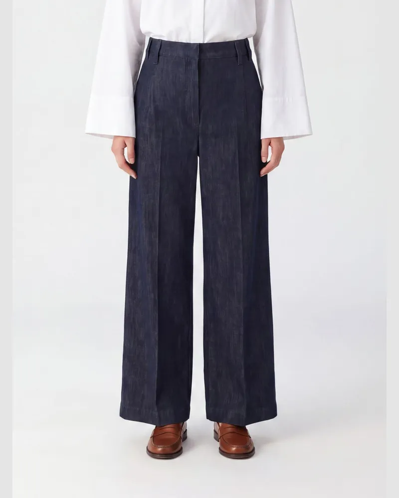 Brunello Cucinelli Klassische Baumwollhose Blau