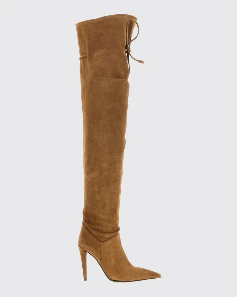 Giuseppe Zanotti Overknee-Stiefel aus Veloursleder mit Stilettoabsatz Braun