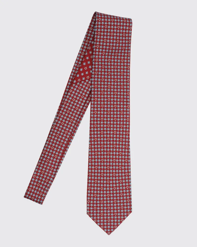 Ferragamo Seidenkrawatte mit Gancini-Monogrammdruck Rot
