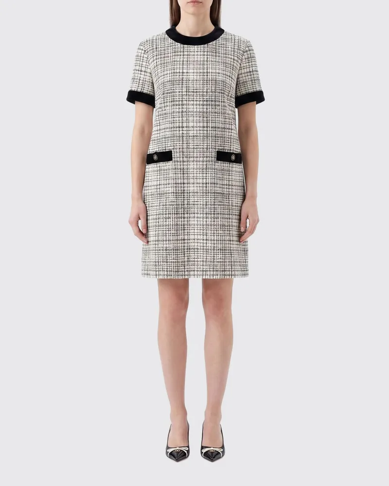 Valentino Garavani Tweed-Etuikleid in Minilänge mit aufgesetzten Taschen Cream