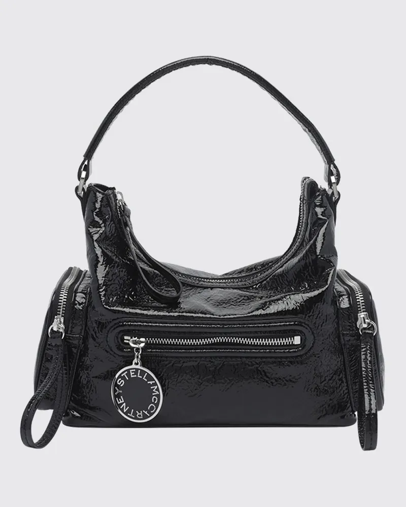 Stella McCartney Dartmoor Schultertasche aus Naplak mit abnehmbarem Riemen Schwarz