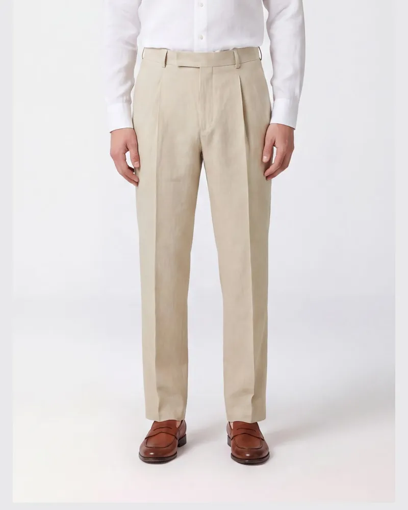 PT TORINO Slim-Fit Schneiderhose von aus Schurwolle und Baumwolle mit versetztem Verschluss Beige