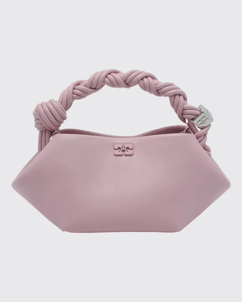Ganni Mini-Handtasche aus recyceltem Leder mit Butterfly-Logo und geflochtenem Griff Pink