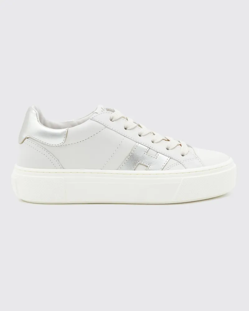 Hogan Crosswind Plateau-Sneaker aus glattem und laminiertem Kalbsleder Beige