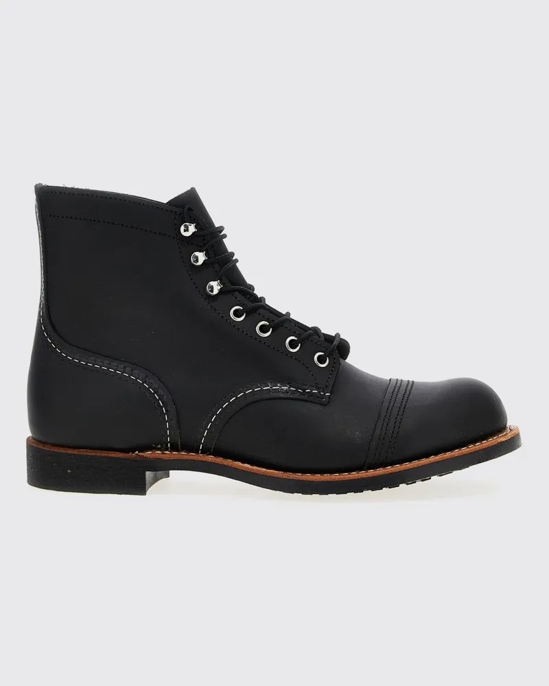 Red Wing Shoes Iron Ranger Schnürstiefel aus Glattleder mit runder Kappe Schwarz