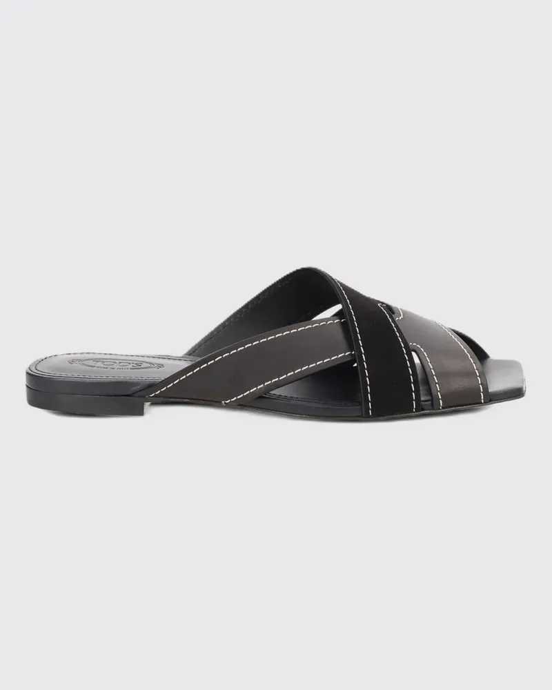 TOD'S Leder Mules mit Fadenstich Schwarz