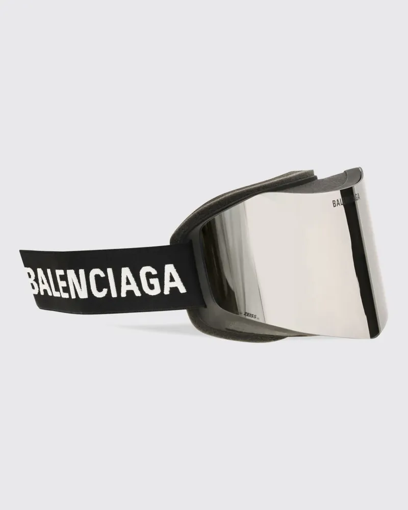 Balenciaga Nylon-Maskensonnenbrille von mit Logo und verstellbarem Riemen Silber
