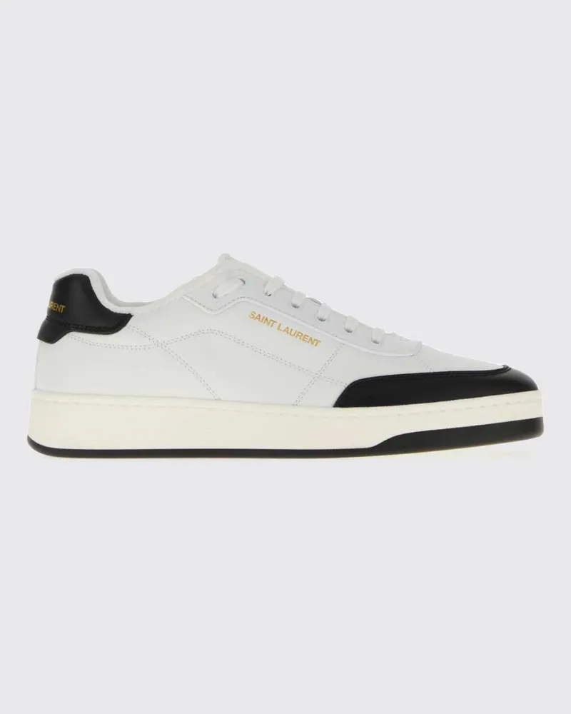 Saint Laurent Zweifarbige Low-Top-Sneaker SL/61 aus glattem Kalbsleder Weiß