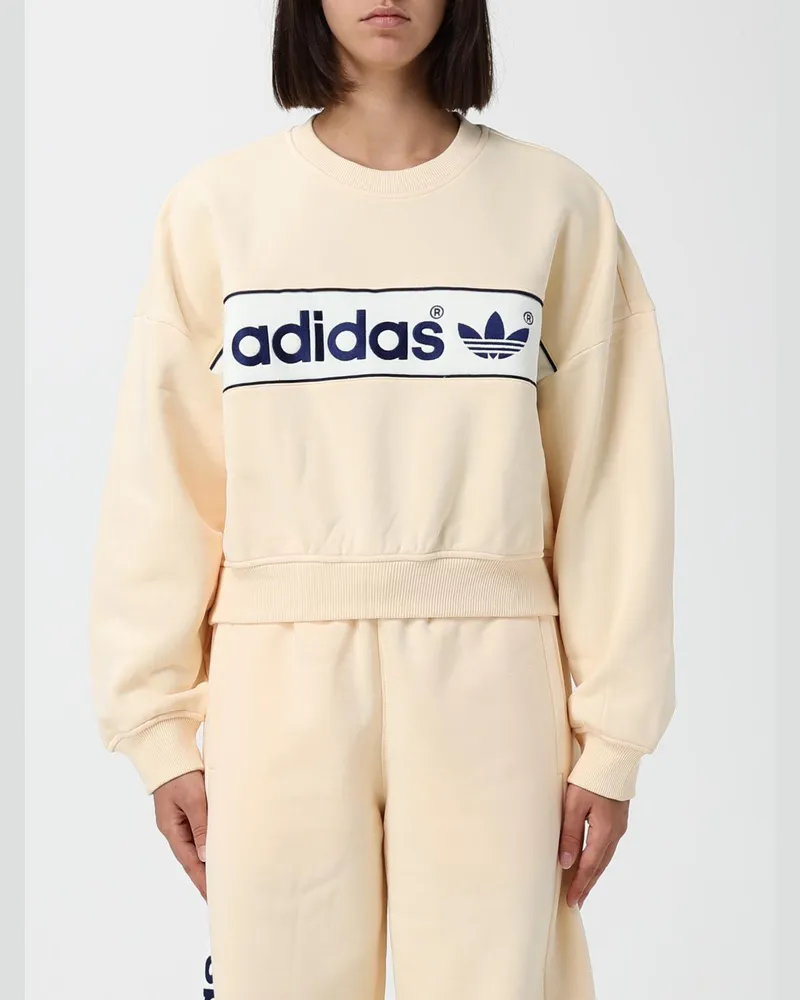 adidas Relaxed Fit Sweatshirt mit Rundhalsausschnitt und Kontrastlogo Yellow