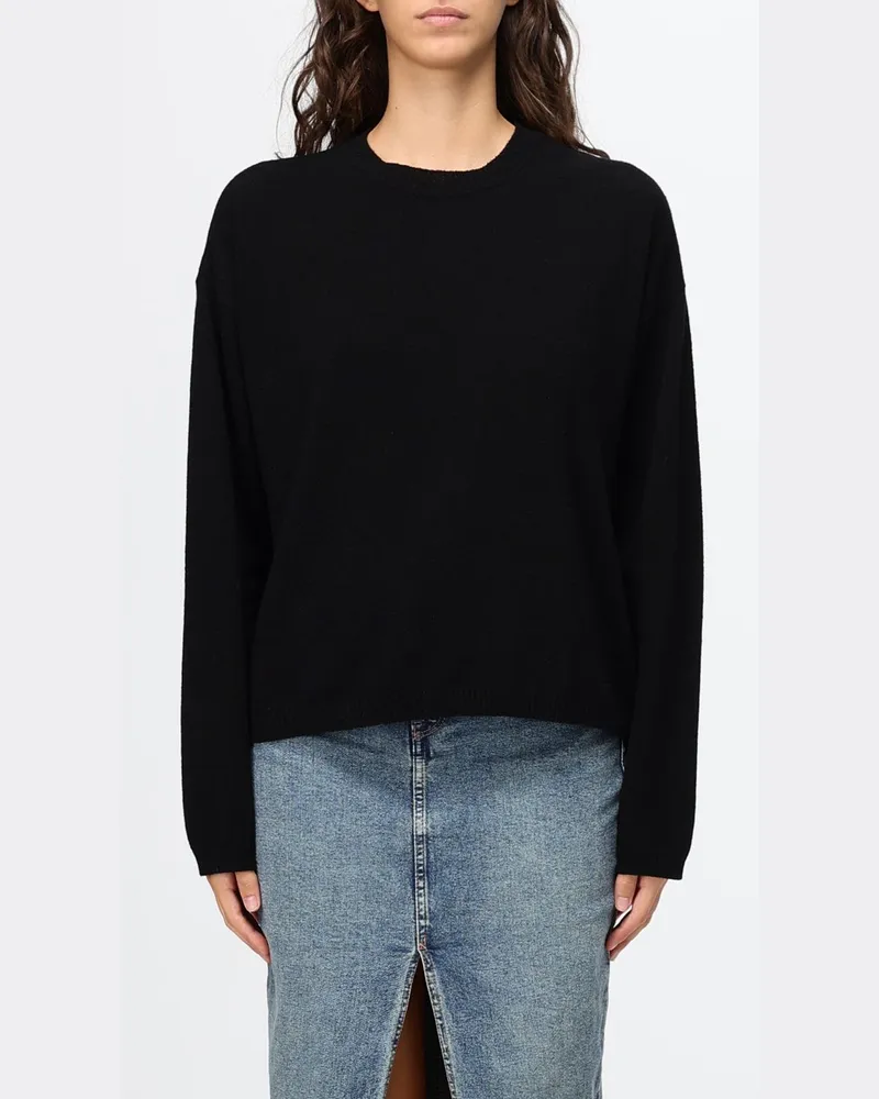 Woolrich Gerippter Pullover mit Rundhalsausschnitt aus Woll-Kaschmir-Mischung Schwarz