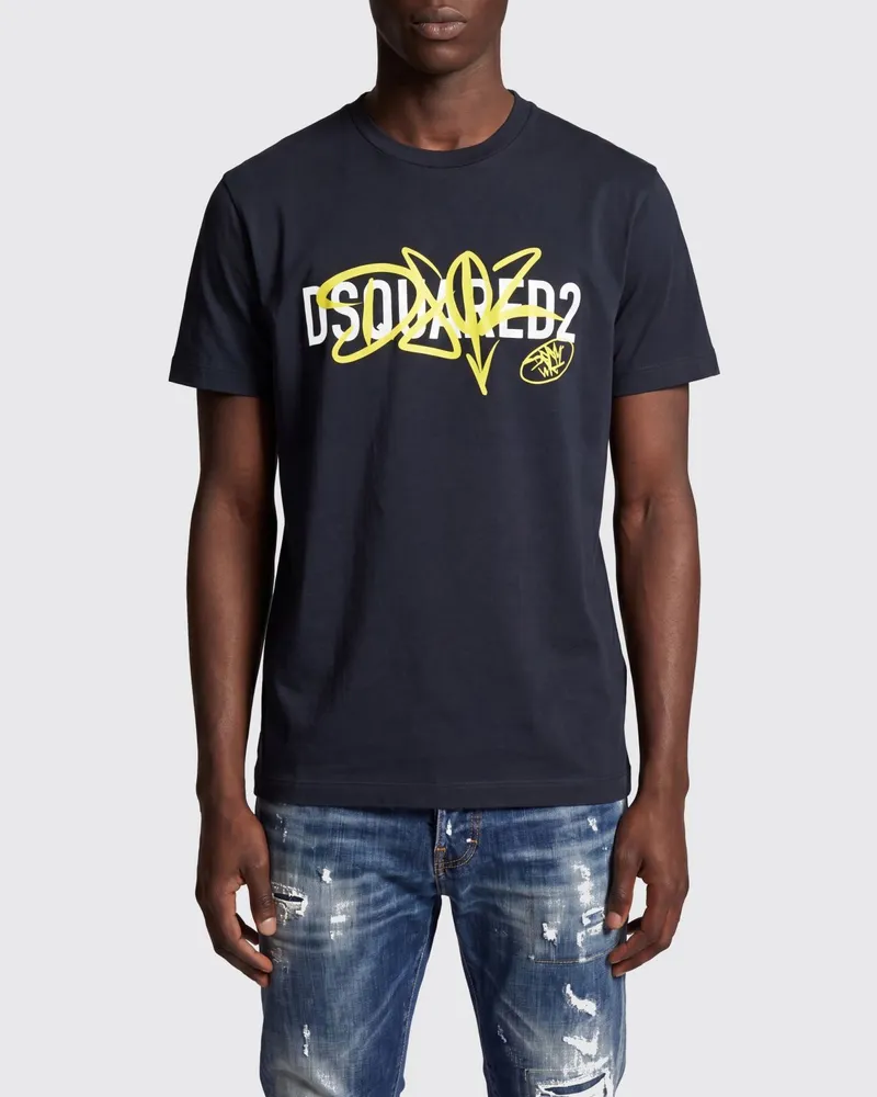 Dsquared2 Slim-Fit Baumwoll-T-Shirt von mit kontrastierendem Logo-Druck Schwarz