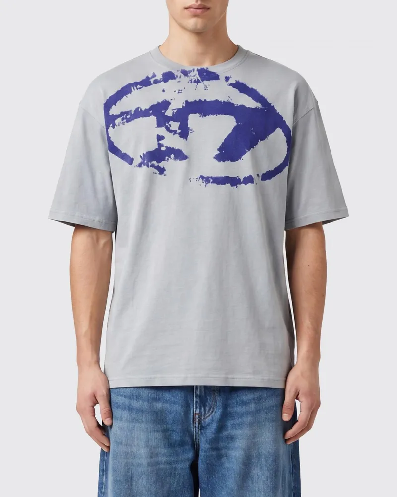 Diesel Rundhals-T-Shirt aus Baumwolle mit Oval D-Logo in Staub-Optik Dust
