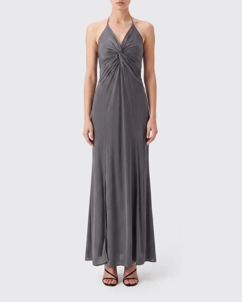 Pinko Midi-Slip-Kleid von aus Jersey mit Neckholder und dünnen Trägern Grau