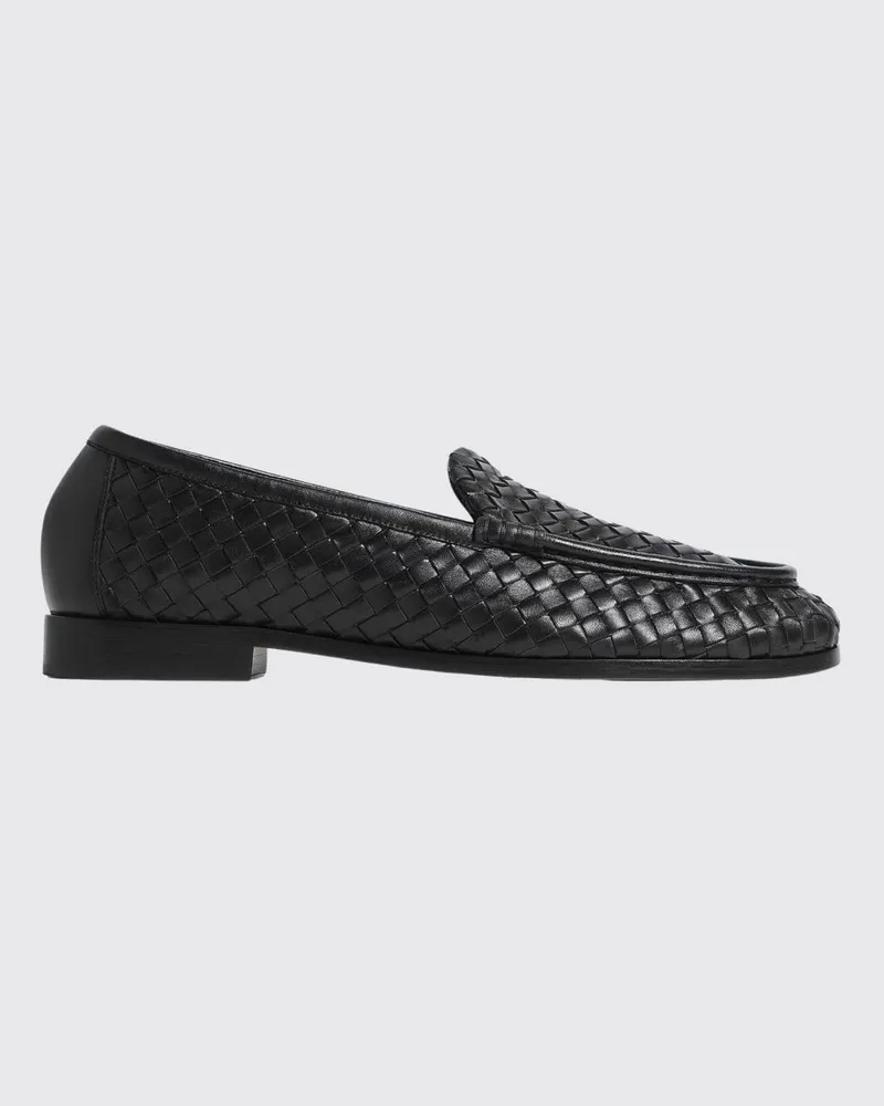 Bottega Veneta Silenzio Intrecciato Leder Mokassins Schwarz