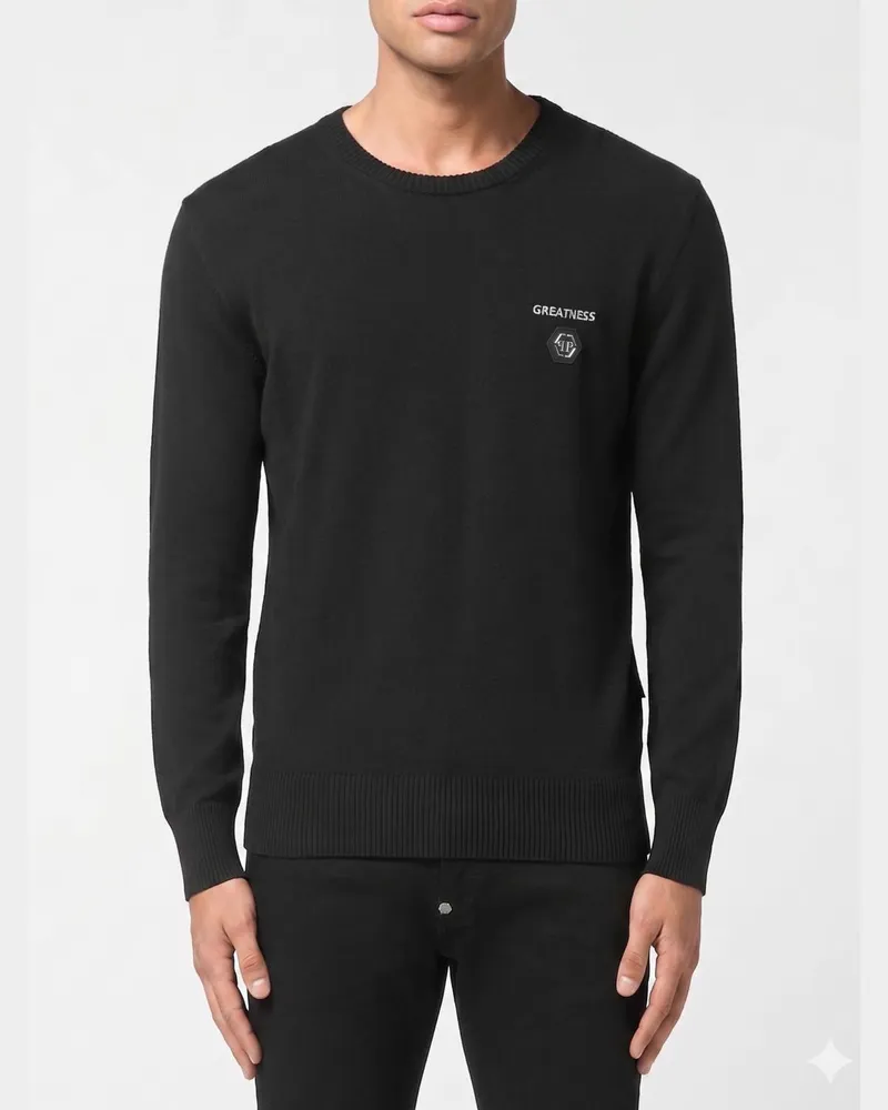 Philipp Plein Woll- und Baumwollstrick PP Schwarz