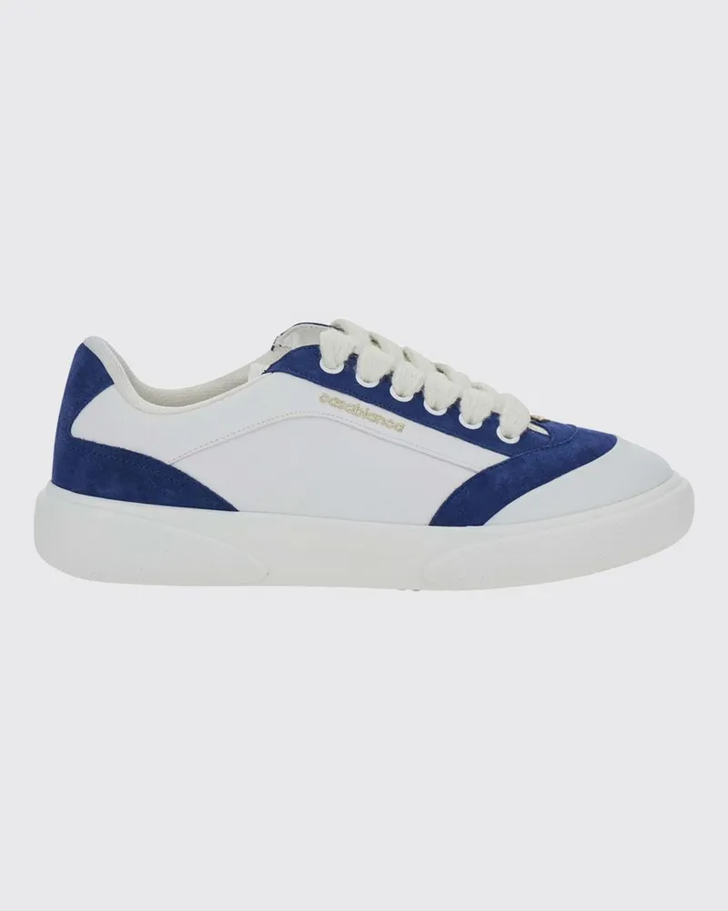 Casablanca Paris Zweifarbige Sneaker aus Leder und Stoff mit runder Kappe Weiss