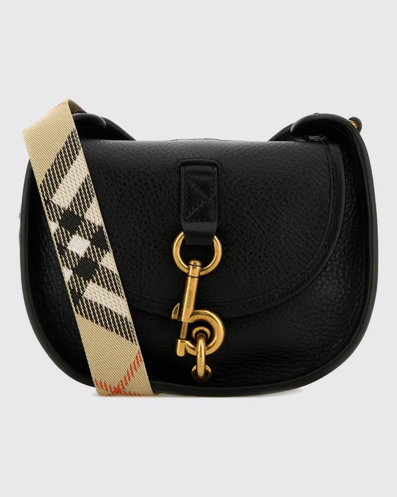Burberry B Clip Mini Crossbody-Tasche aus genarbtem Kalbsleder Schwarz