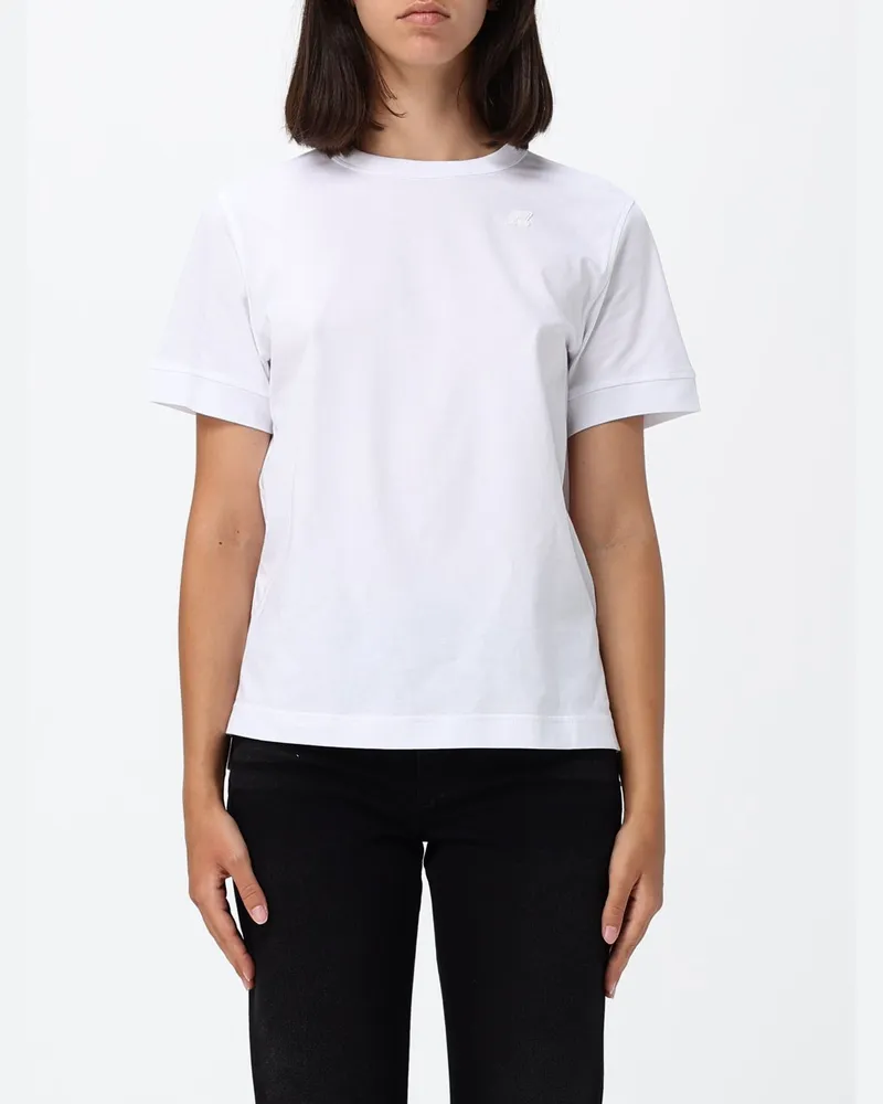 K-Way Baumwoll-T-Shirt mit Rundhalsausschnitt und Logo-Print auf der Rückseite Weiß