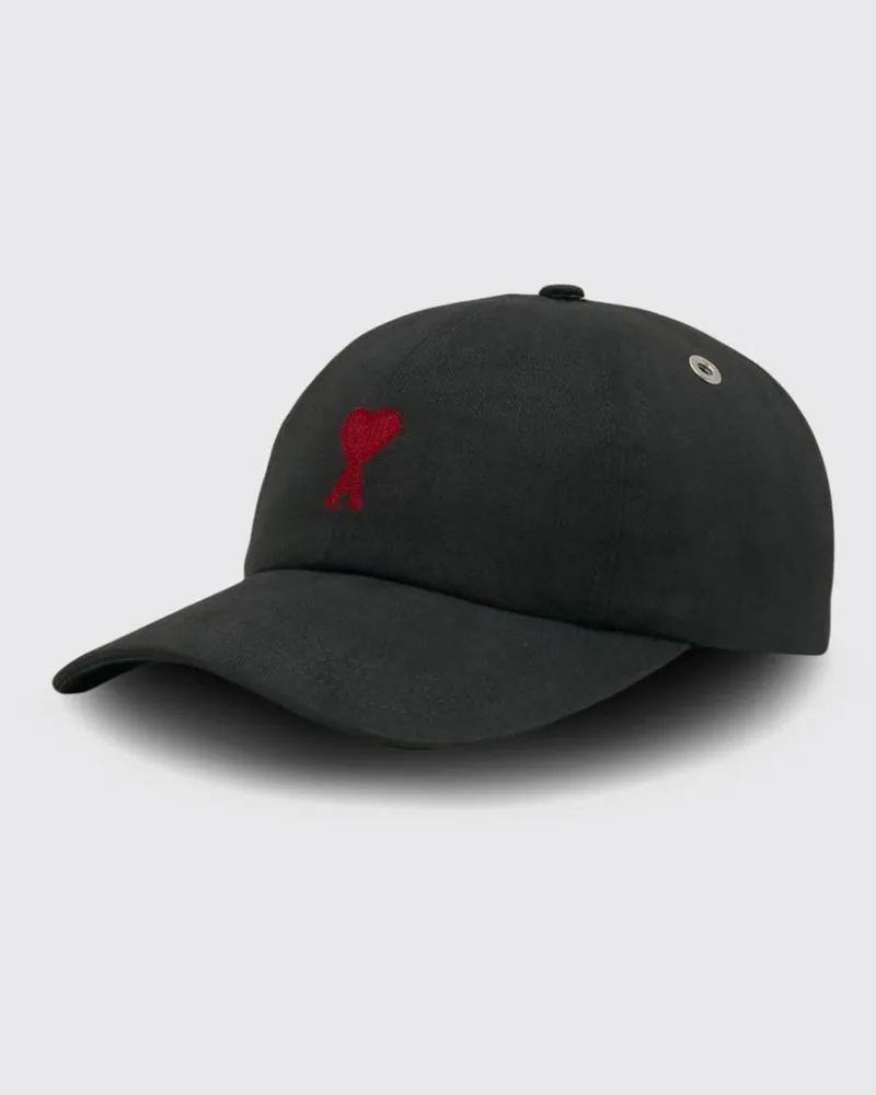 AMI Paris Baseballkappe aus Baumwolle mit Kontrast-Logo Schwarz