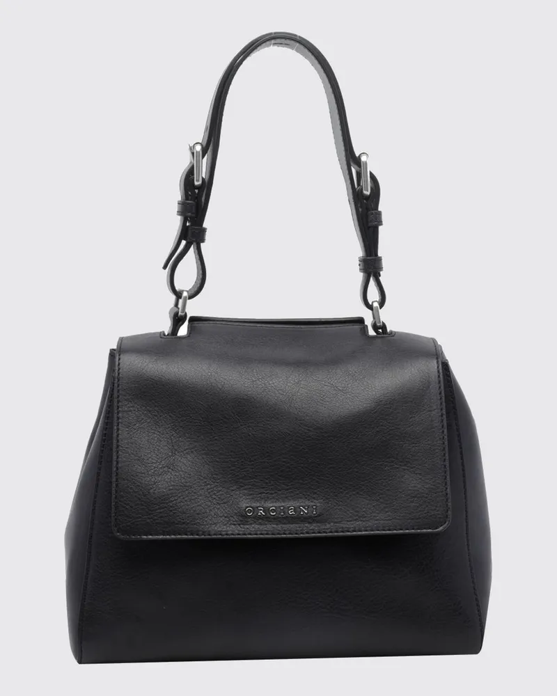 Orciani Sveva kleine Kalbsleder-Handtasche mit verstellbarem Griff und Riemen Schwarz