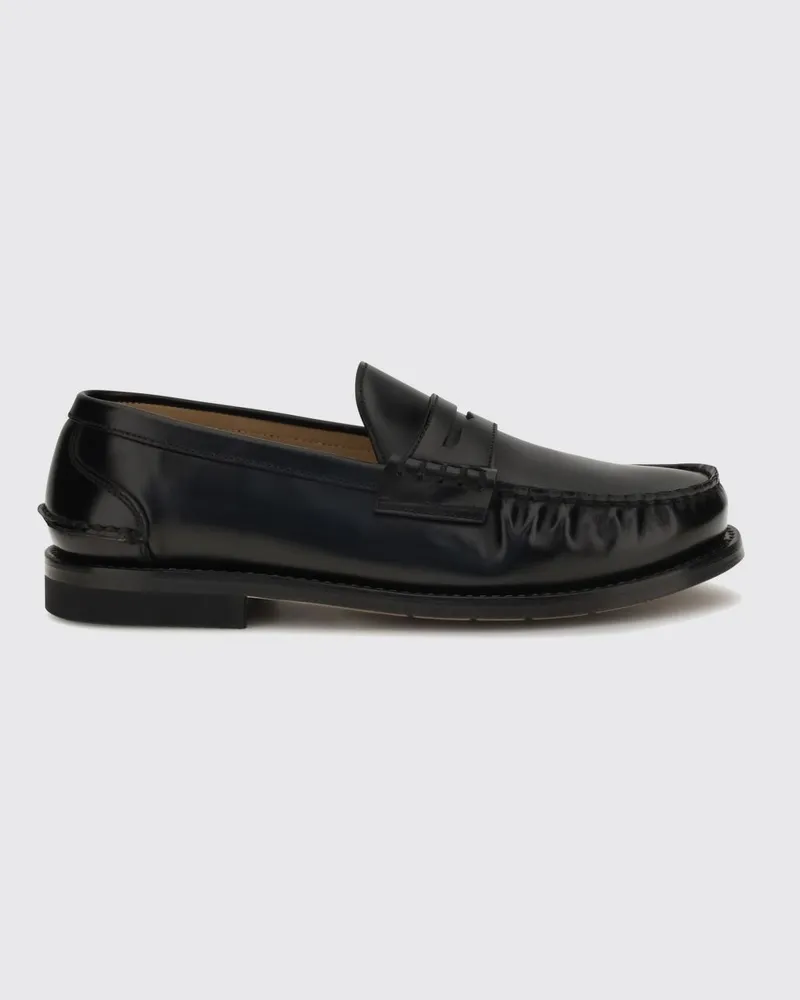 Premiata Klassische Loafer aus Kalbsleder mit Riemen und Ledersohle Schwarz