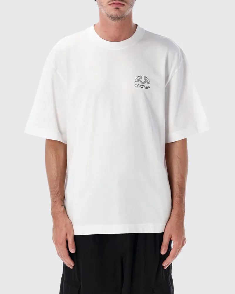 OFF-WHITE Baumwoll-T-Shirt mit Arrow-Logo und überschnittenen Schultern Weiß