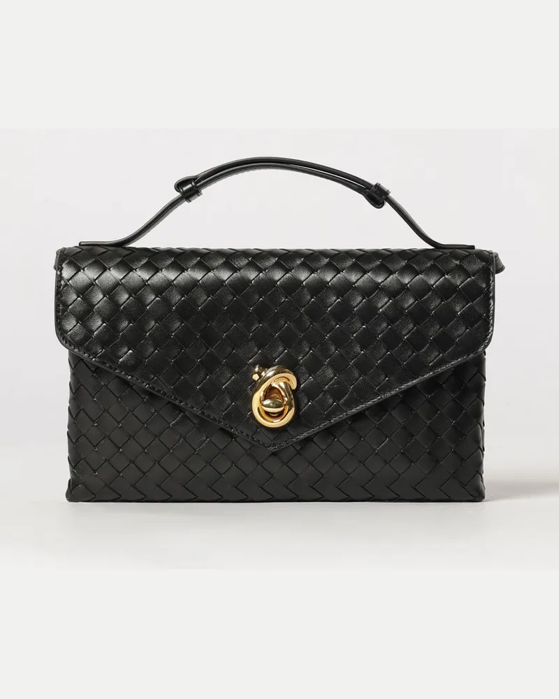 Bottega Veneta Knot Lock Intrecciato Henkeltasche aus Lammleder Schwarz