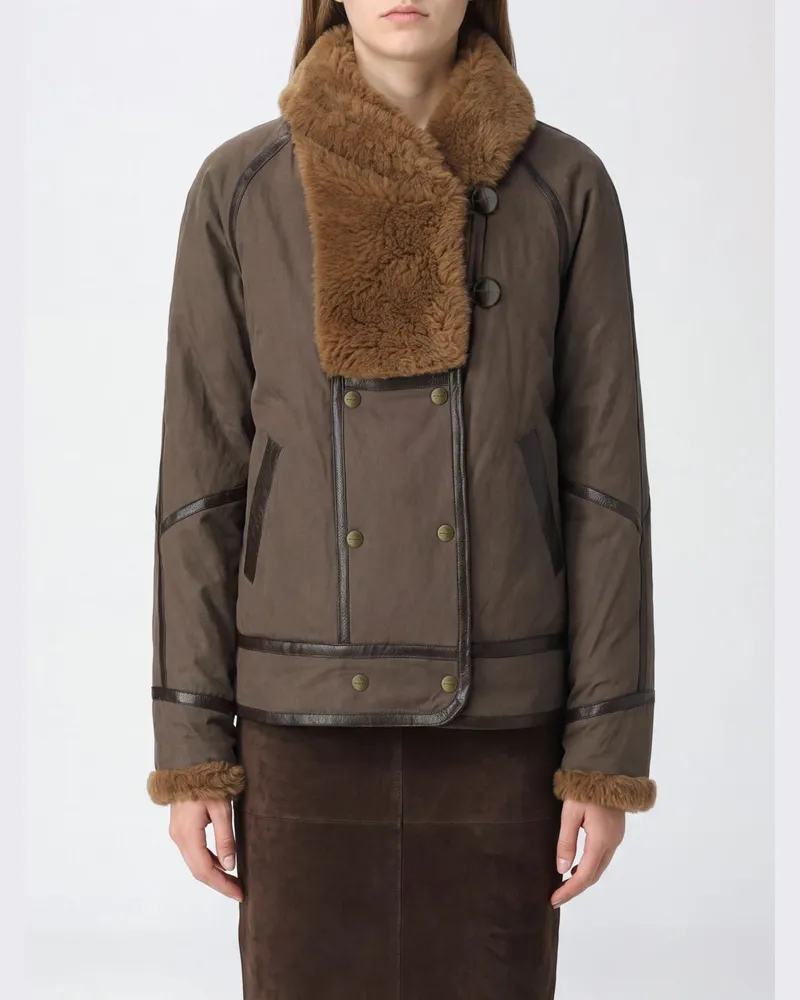 Étoile Isabel Marant Zweireihige Kunstpelzjacke Olinka von mit Reverskragen Braun