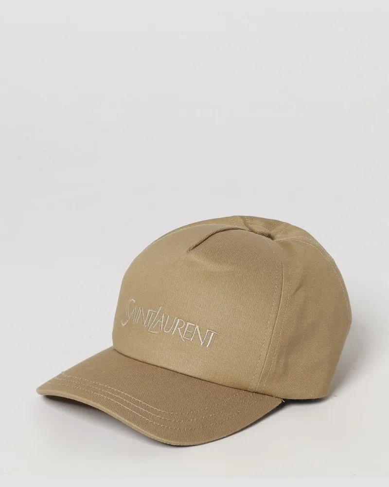 Saint Laurent Baseballkappe aus Baumwolltwill mit gesticktem Logo Beige
