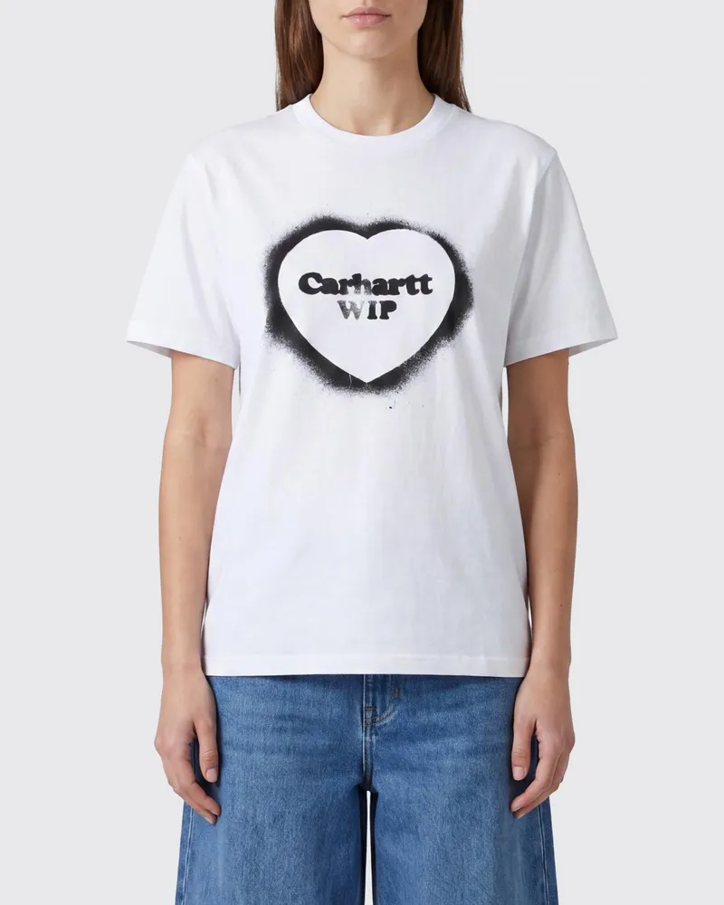Carhartt WIP Kurzärmeliges T-Shirt aus Baumwolle mit Logo-Print auf der Brust Weiß