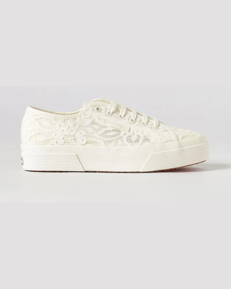 Superga 2740 Platform Sneakers aus Spitze Ivory