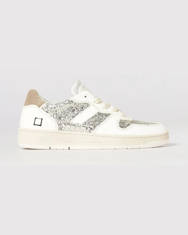 D.A.T.E. Court 2.0 Sneakers aus Leder und Glitzer Platinum