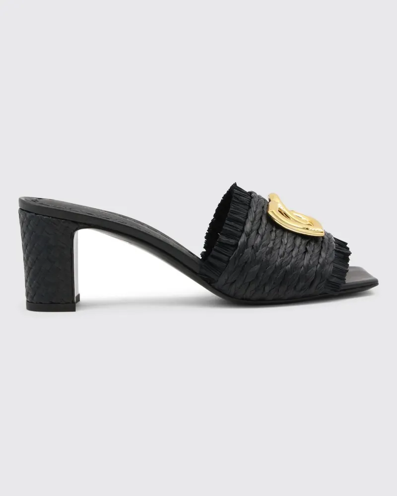 Dolce & Gabbana DOLCE  GABBANA Dolce & Gabbana Mules aus Bast mit DG Monogramm Schwarz