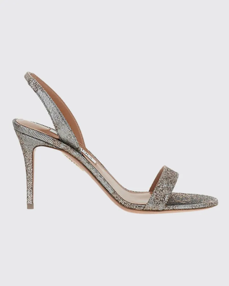 Aquazzura So Nude Slingback-Sandalen aus laminiertem Stoff mit hohem Absatz Grau