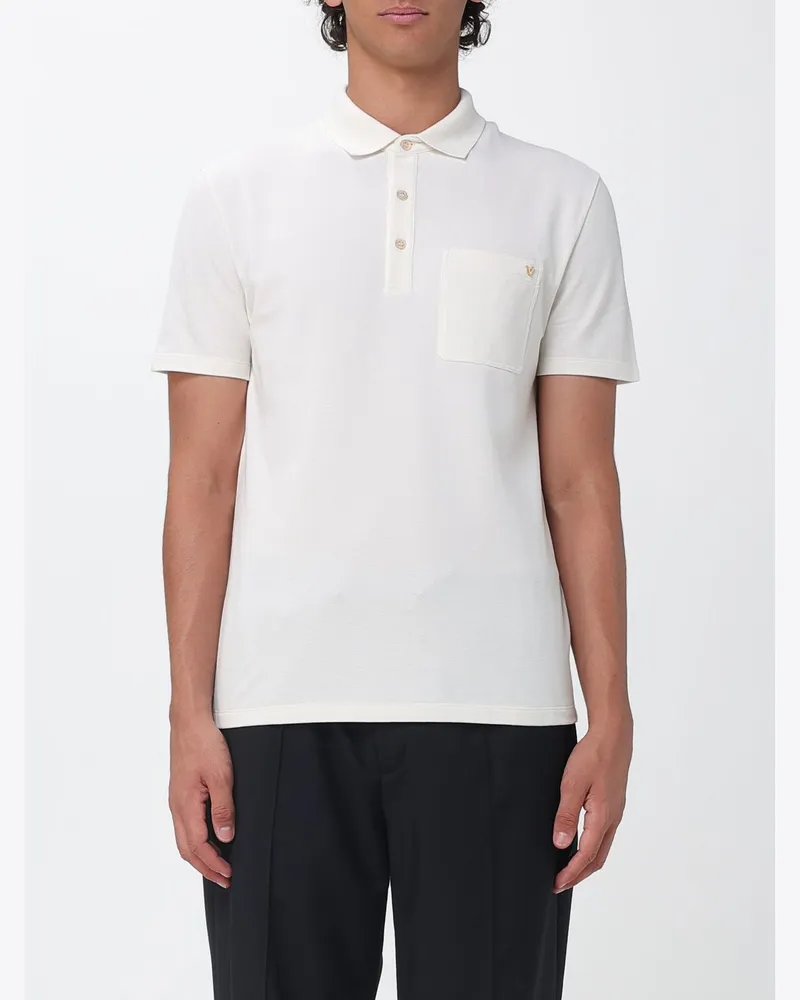 Valentino Garavani Baumwoll-Poloshirt mit VLogo Signature und aufgesetzter Tasche Ivory